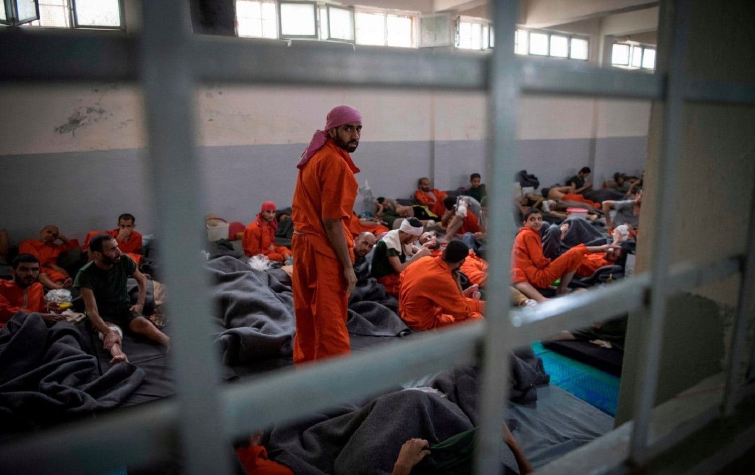 ISIS suspects at a prison in Rojava. File photo: AFP