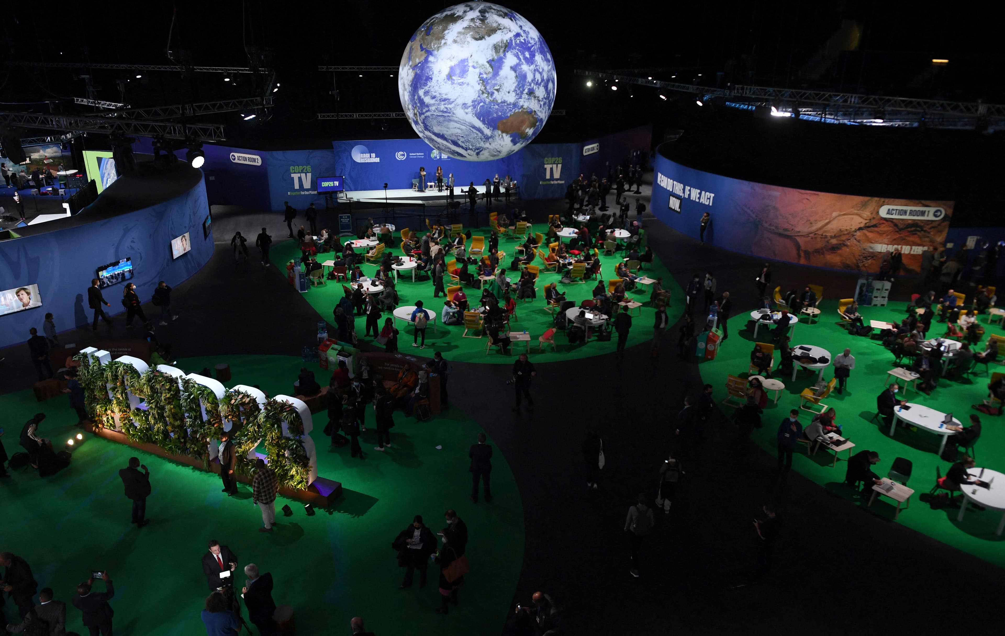 The COP26 “Action Hub” in Glasgow on November 11, 2021. Photo: Paul ELLIS / AFP