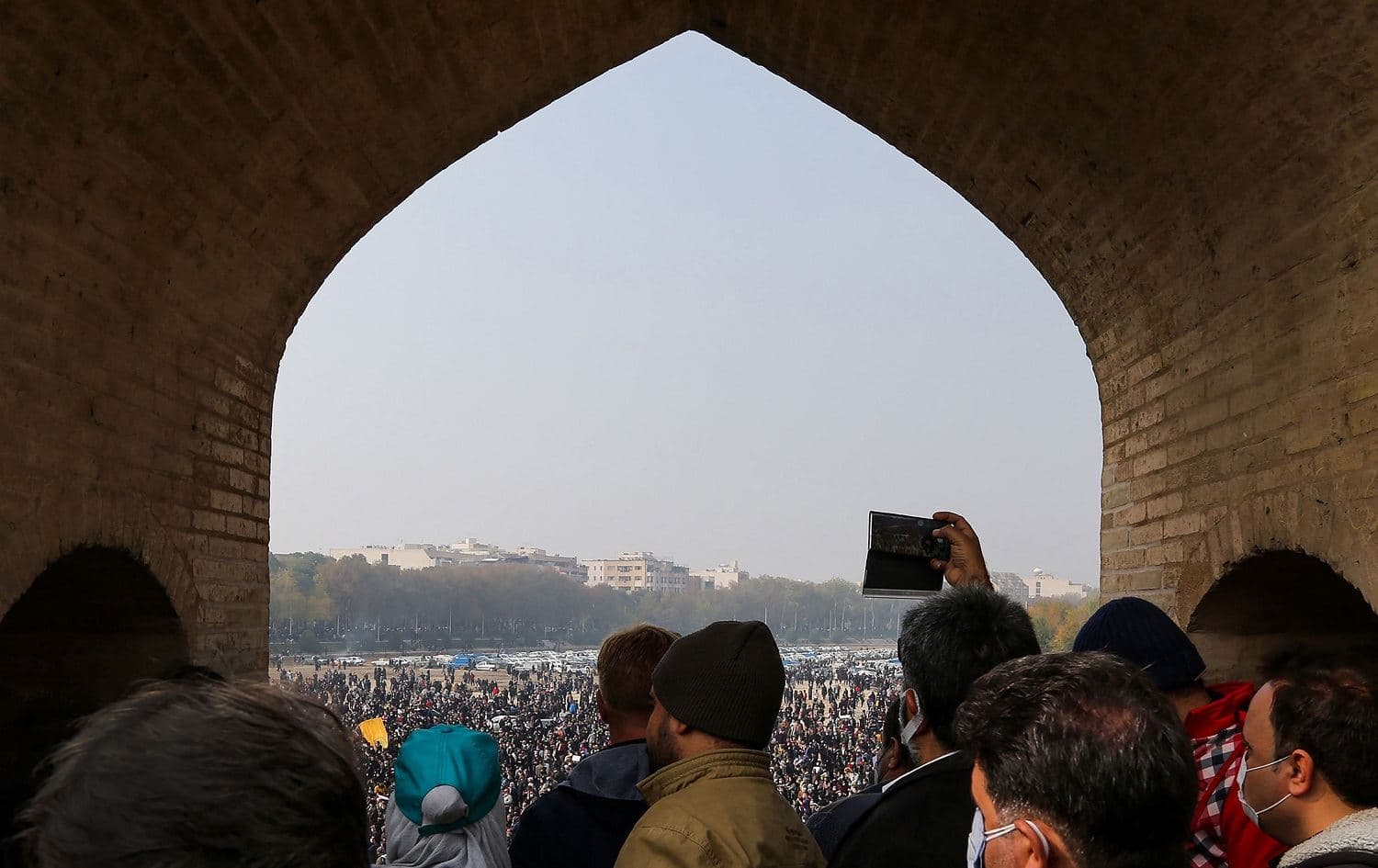 Iranians protest in Isfahan on November 9, 2021 to voice their anger after their province's lifeblood river dried up due to drought and diversion. File photo: Fatmeh Nasr/ISNA/AFP