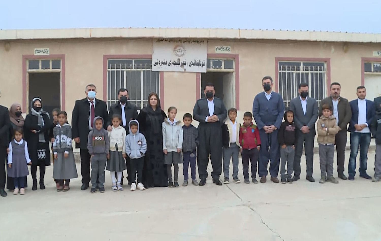 Education Minister Alan Hama Saeed attended the memorial ceremony of Barzan Ismael at his school in the Khidirjija village in the Qarachogh area on December 5, 2021. Photo: Rudaw video