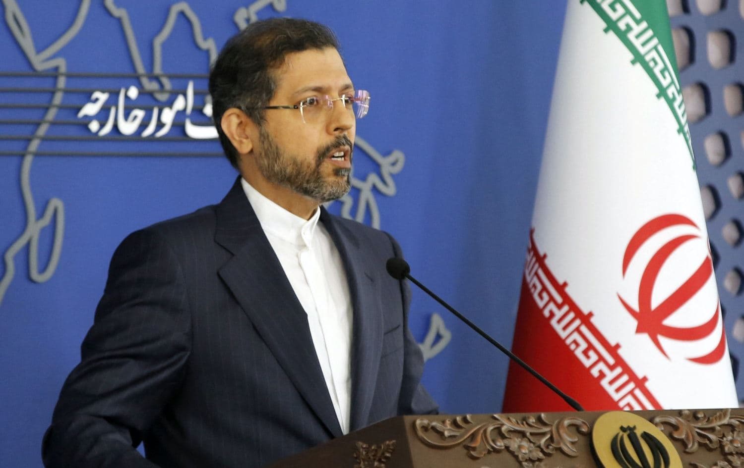Iran's foreign ministry spokesperson Saeed Khatibzadeh speaks to media during a press conference in Tehran on November 15, 2021. Photo: AFP