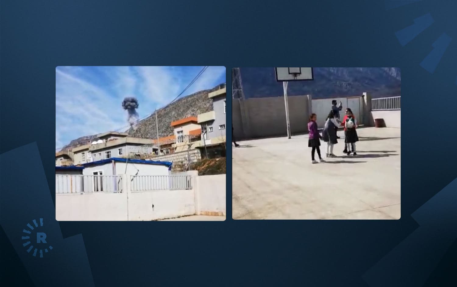 Footage from Turkey's bombardment of the vicinity of a school in Barzan area on February 28, 2022. Photo: Rudaw