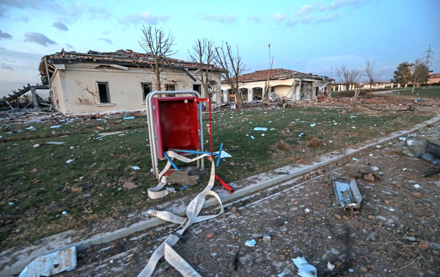 Scattered debris following the overnight missile attack in Erbil on March 13, 2022. Photo: Safin Hamed/AFP