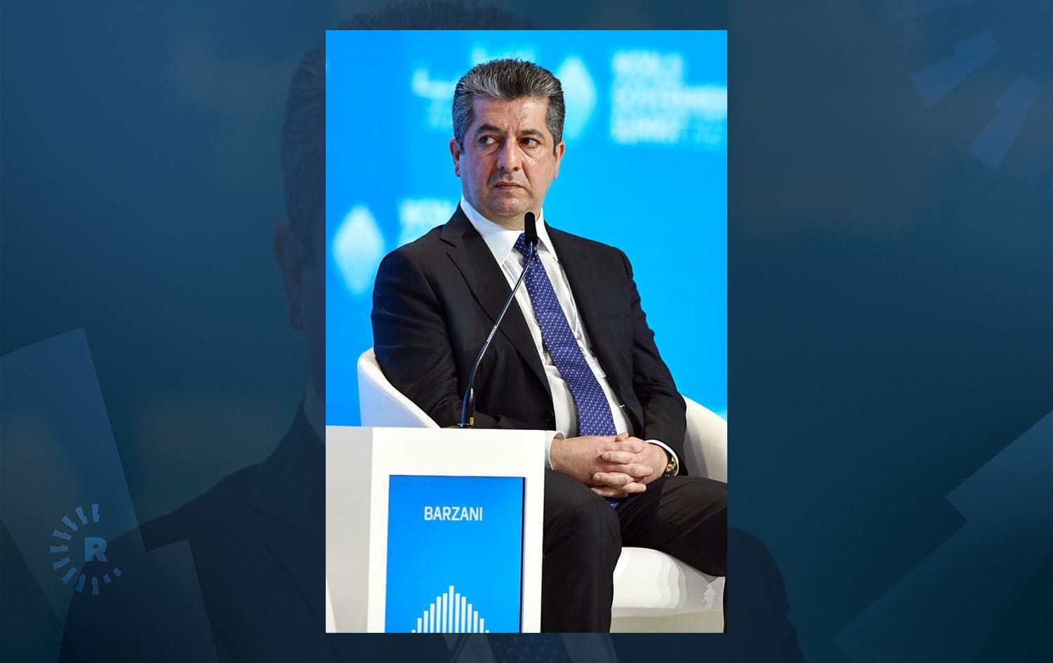 Kurdistan Region Prime Minister Masrour Barzani speaking in a plenary session at the World Government Forum in Dubai on March 29, 2022. Photo: KRG