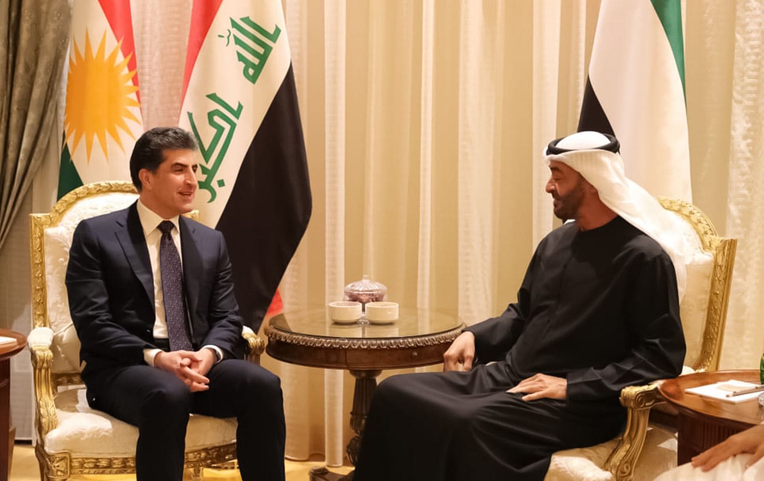 Kurdistan Region President Nechirvan Barzani meeting with Crown Prince of Abu Dhabi Sheikh Mohammed bin Zayed al-Nahyan in the UAE capital on November 10, 2019. Photo: President Barzani's office