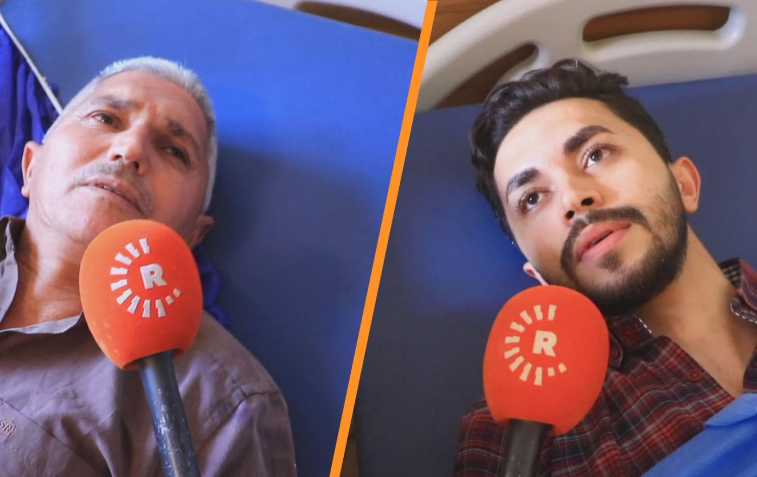 Nazir Omer Yousef, 51, and his 24-year-old son, Mohammed, speak to Rudaw at a hospital in Duhok province on June 15, 2022. Photo: screengrab/Rudaw