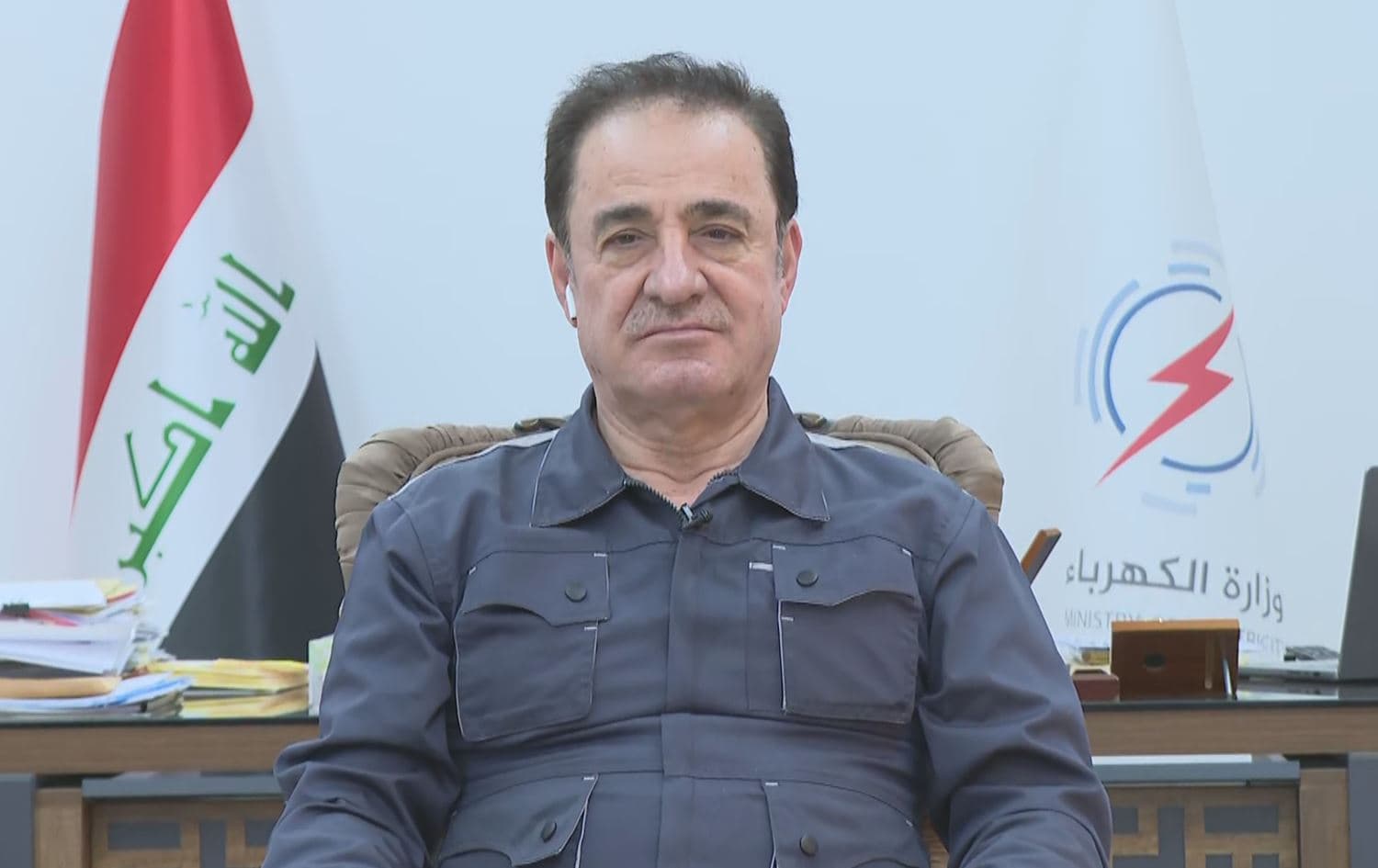 Iraq’s acting Electricity Minister Adil Karim speaking to Rudaw on July 17, 2022. Photo: Screenshot/Rudaw
