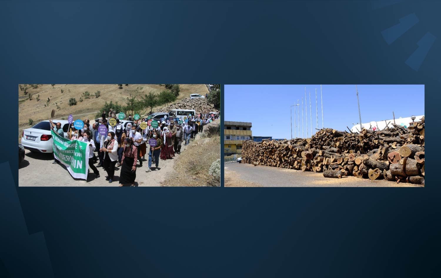 File photos of marches (left) and deforestation shared by the HDP.