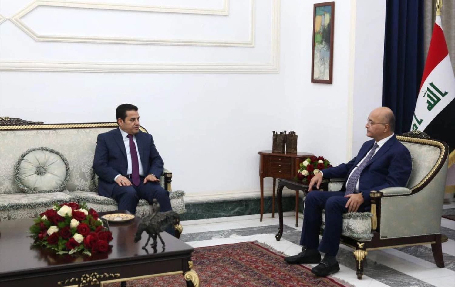Serokomarê Iraqê Berhem Salih pêşwaziya Şêwirmendê Ewlehiya Nîştimanî ya Iraqê Qasim Eracî kir