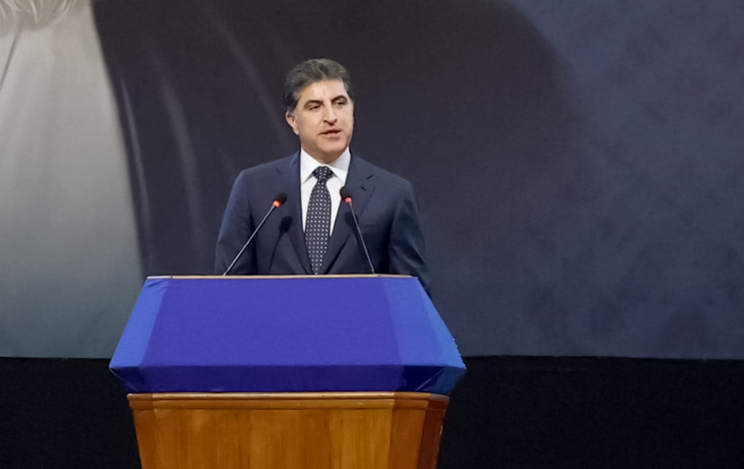 Kurdistan Region President Nechirvan Barzani speaking at a ceremony in Baghdad on January 21, 2023. Photo: Barzani's office