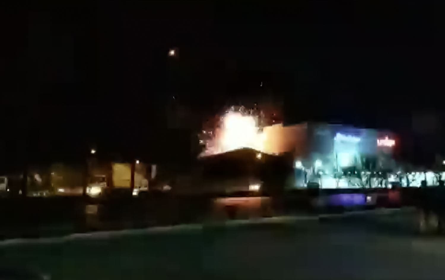 A screengrab from videos purported to show the scene of the explosion in Isfahan. Photo: Social media