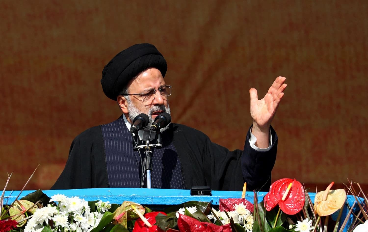 Iranian President Ibrahim Raisi addressing the crowds gathered in Tehran's Azadi Square to mark the 44nd anniversary of the 1979 Islamic Revolution, on February 11, 2023. Photo: AFP/Handout/Iranian Presidency