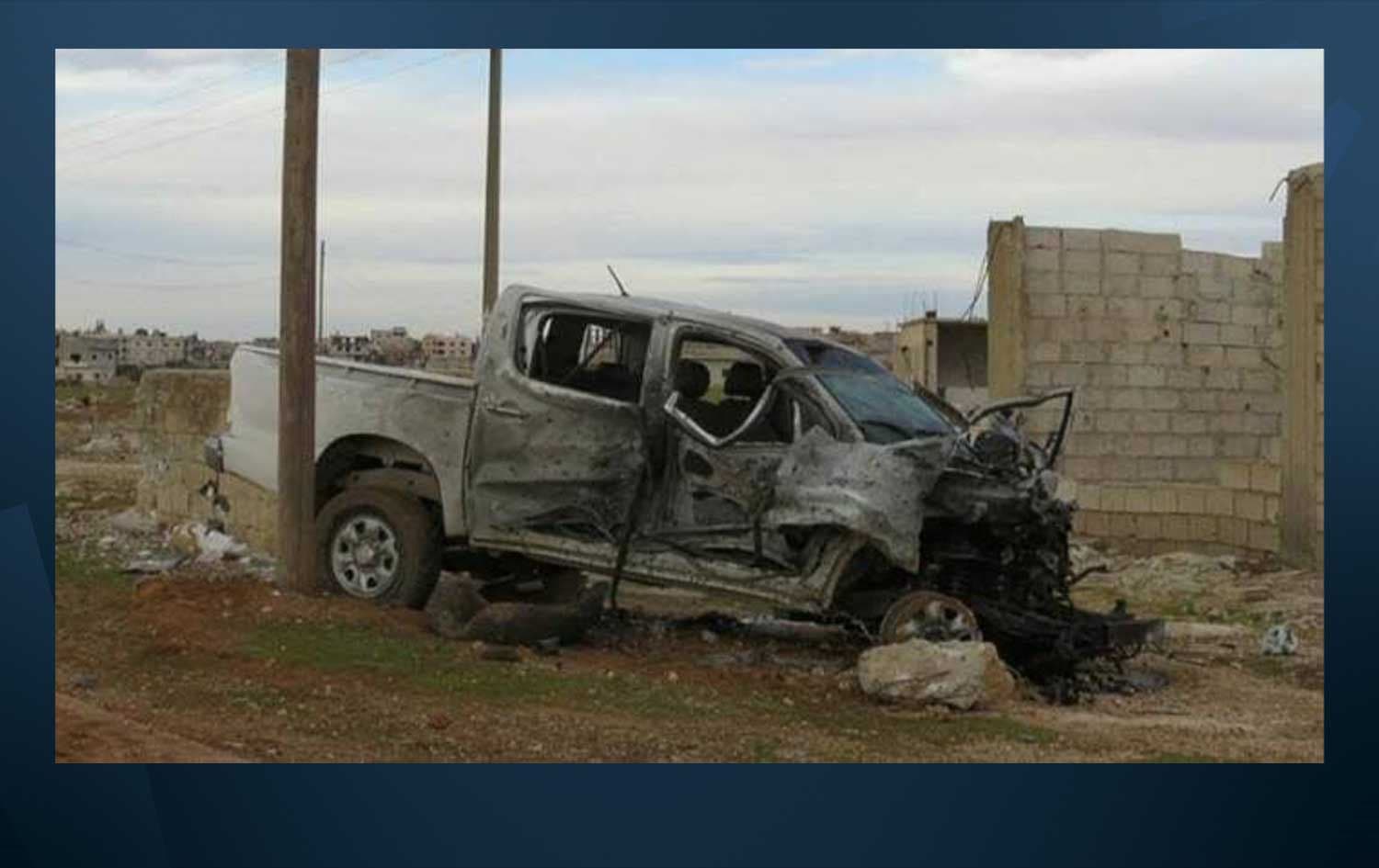 Aftermarth of car explossion in Aleppo province on February 24, 2023. PhotoÊ SOHR
