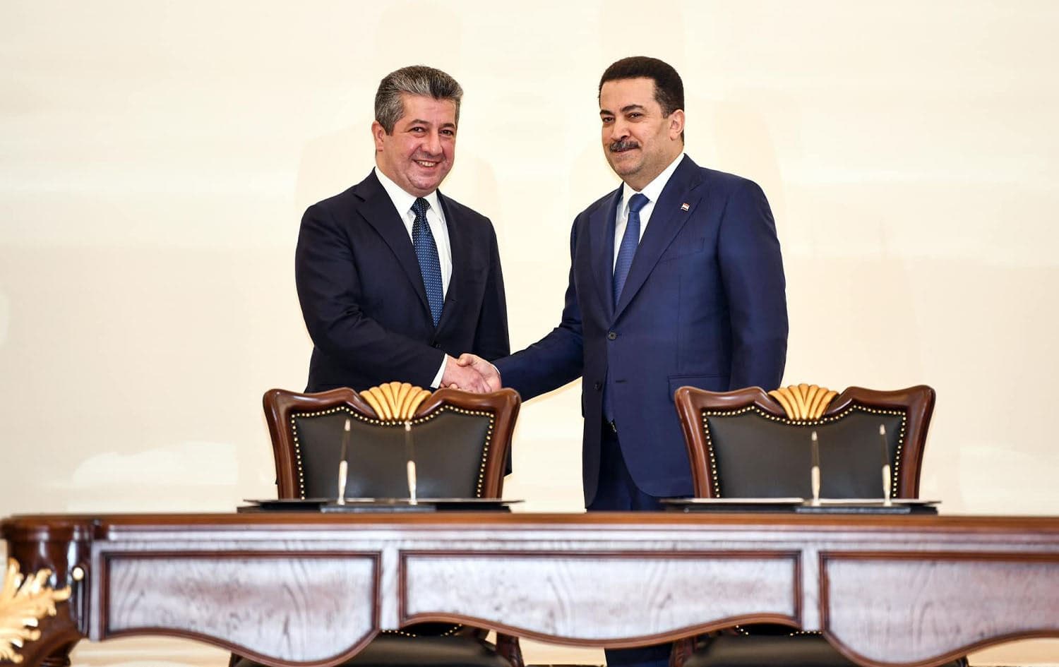 Kurdistan Region Prime Minister Masrour Barzani and Iraqi Prime Minister Mohammed Shia’ al-Sudani reach a deal on Kurdish oil exports following a meeting Baghdad on April 4, 2023. Photo: PM Barzani’s office