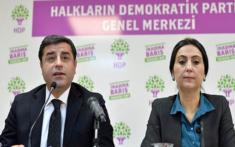 Former Peoples' Democratic Party (HDP) co-chairs, Selahattin Demirtas (left) and Figen Yuksekdag (right). Photo: AFP