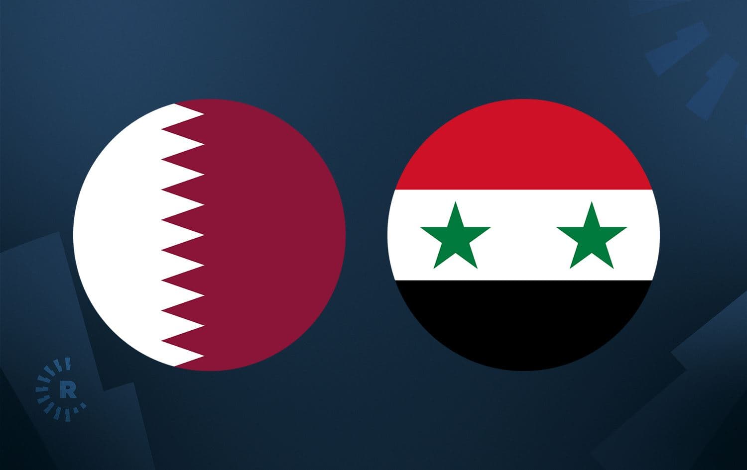 Qatari flag (left) and Syrian flag (right). Graphic: Rudaw