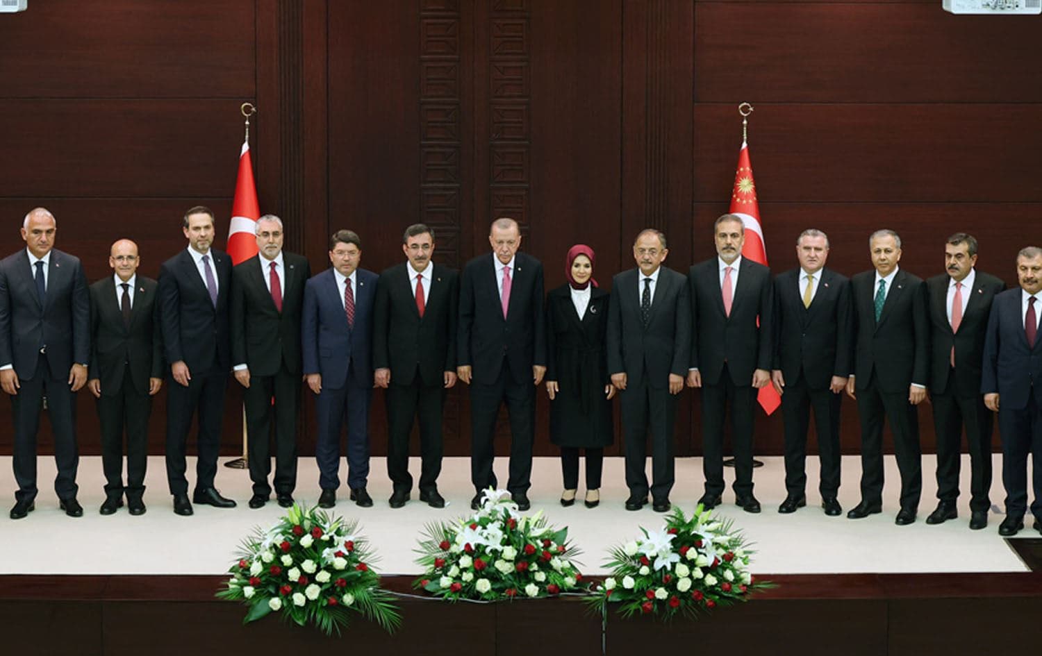 Turkish President Recep Tayyip Erdogan with his newly announced cabinet on June 3, 2023 in Ankara. Photo: Turkish Presidency