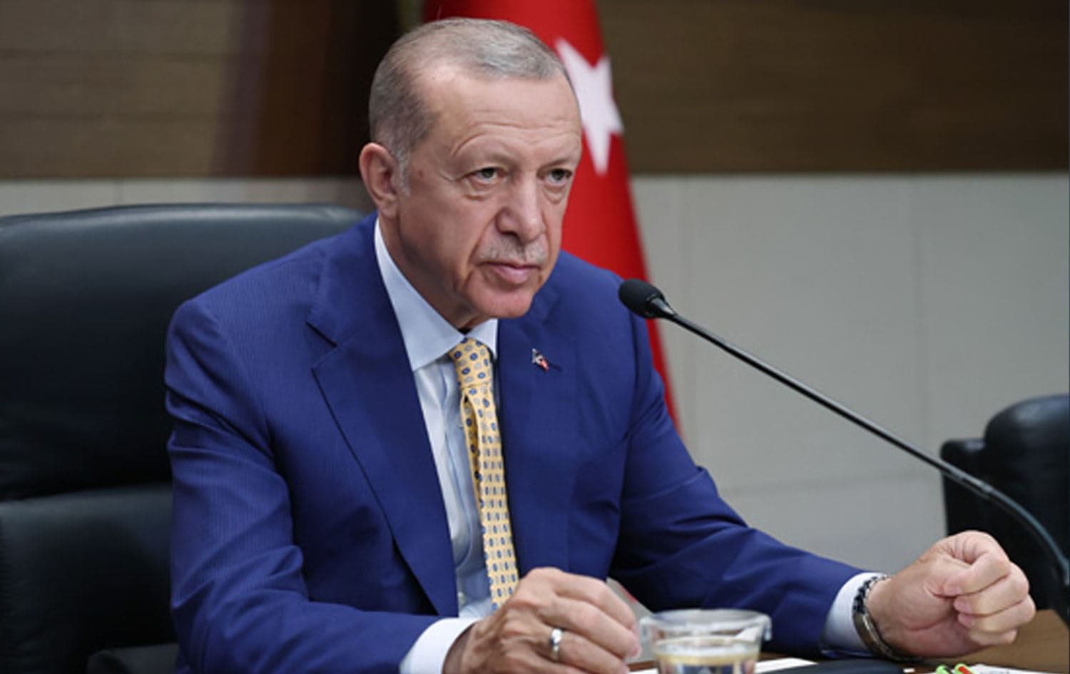 Turkish President Recep Tayyip Erdogan speaking at a press conference in Istanbul on July 10, 2023. Photo: handout/Turkish Presidency