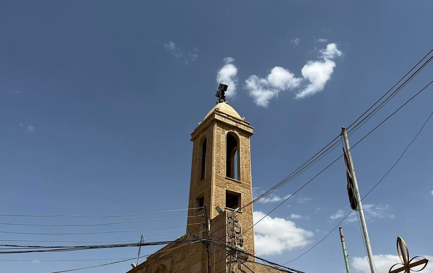 Belltower of St. Shmoni Church in Bartella, Nineveh Plains. Photo: Rudaw