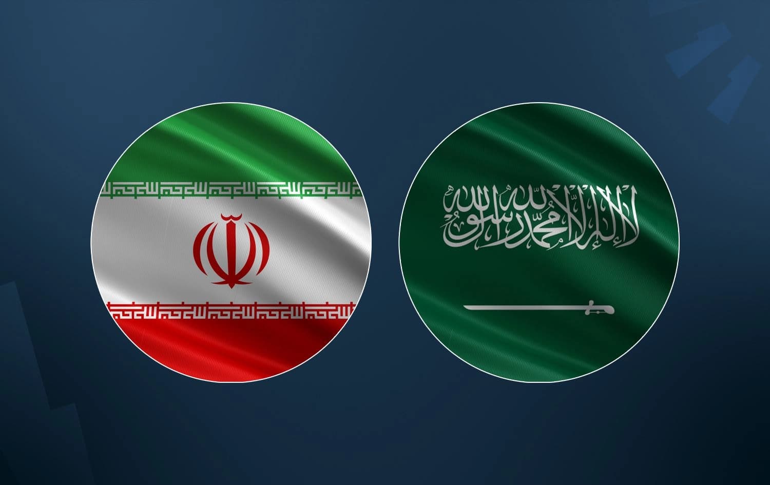 From left: Flags of Iran and Saudi Arabia