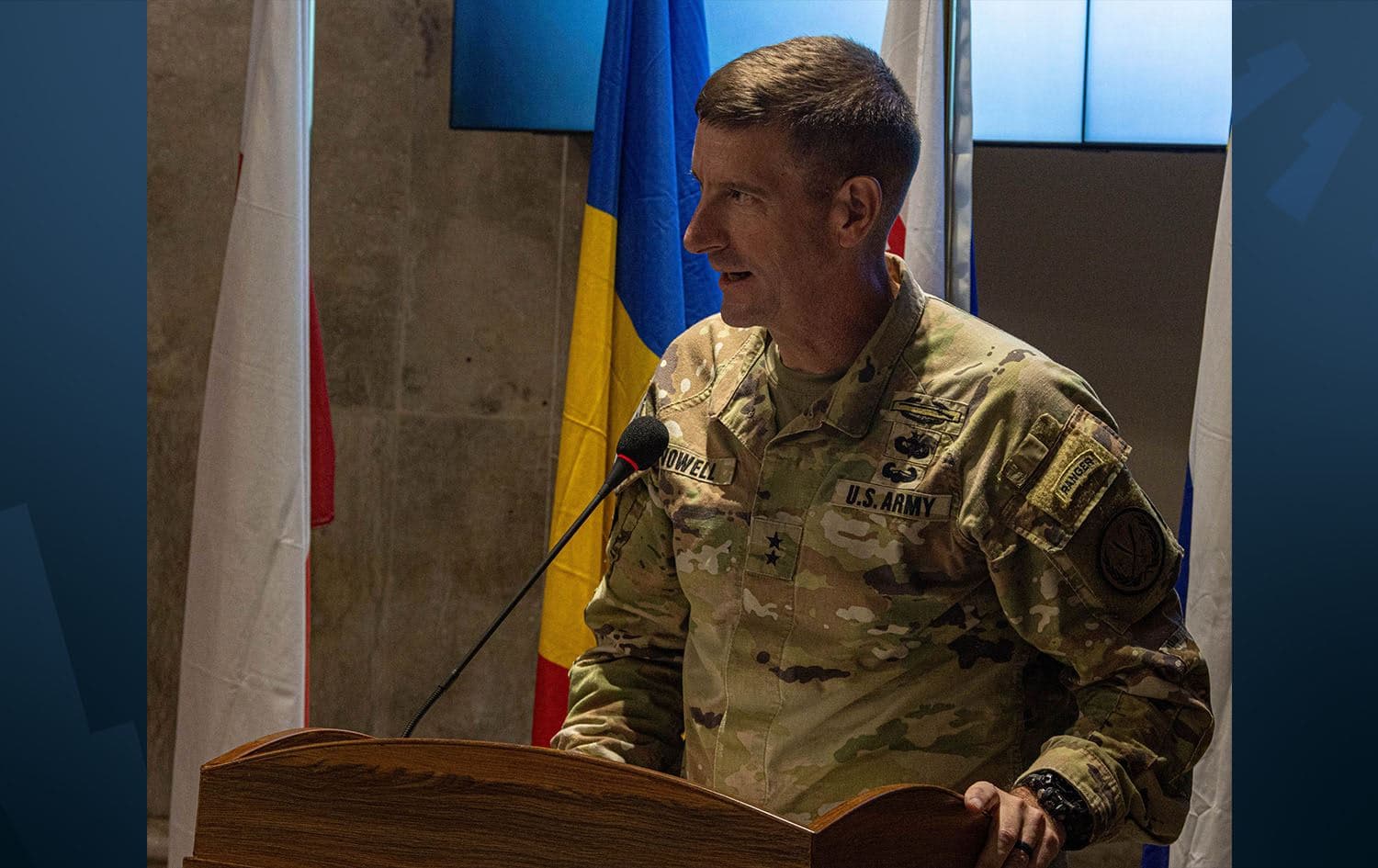 Major General Joel B. Vowell, incoming commanding general of the Combined Joint Task Force-Operation Inherent Resolve (CJTF-OIR), at the change of command ceremony in Baghdad on August 22, 2023. Photo: Operation Inherent Resolve/X