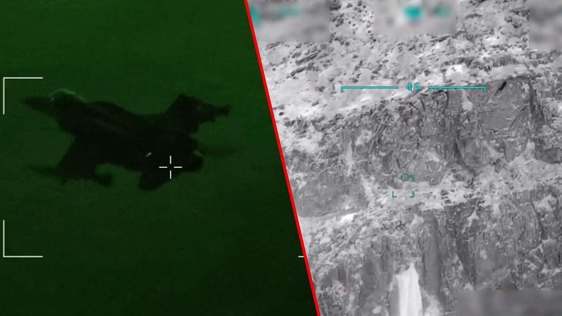 Turkish defence ministry published this footage which purpotedly shows Turkish air forces bombing alleged bases of the PKK in Sulaimani province. Date: September 1, 2023.