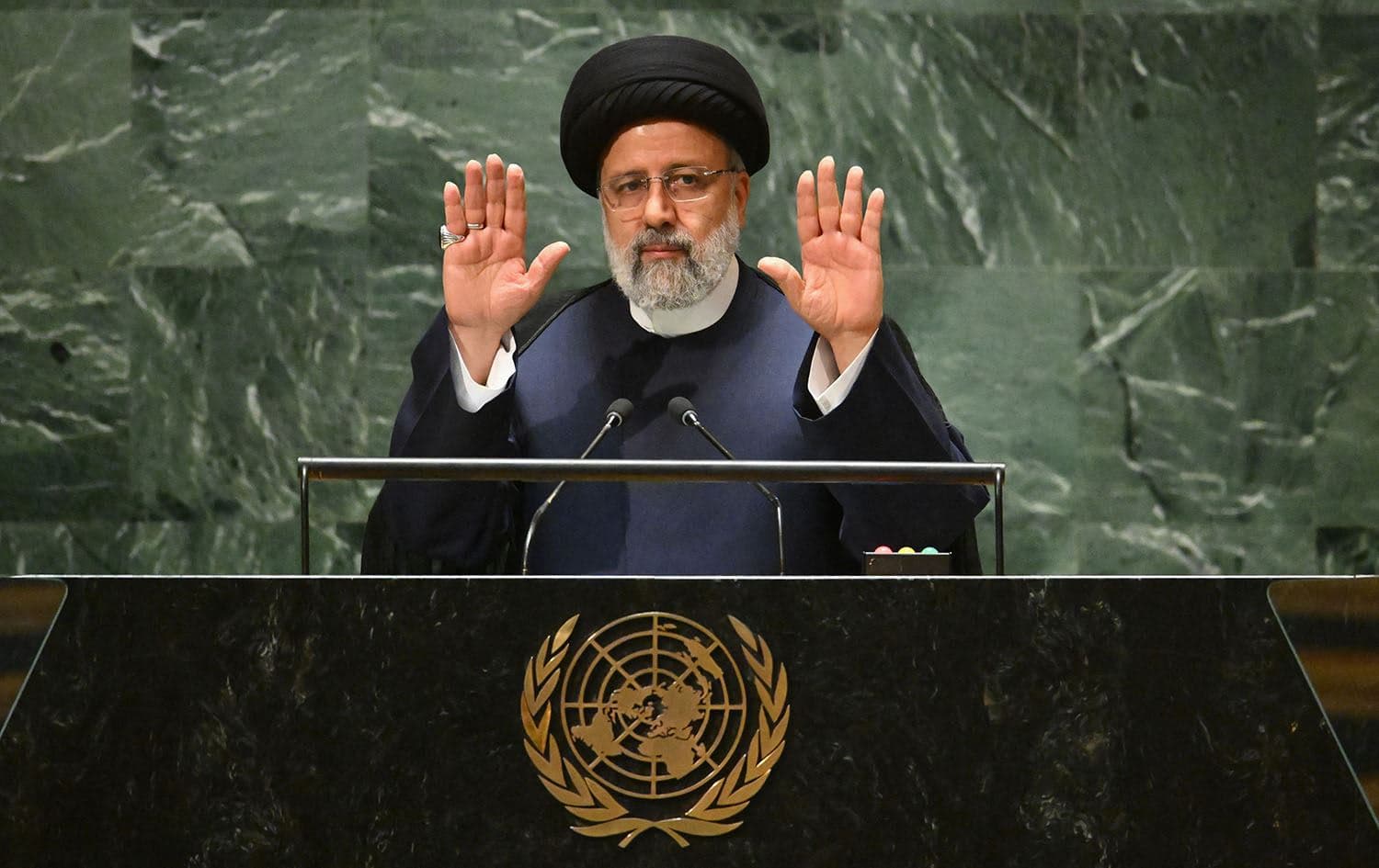 Iranian President Ebrahim Raisi addresses the 78th United Nations General Assembly at UN headquarters in New York City on September 19, 2023. Photo: Angela Weiss/AFP