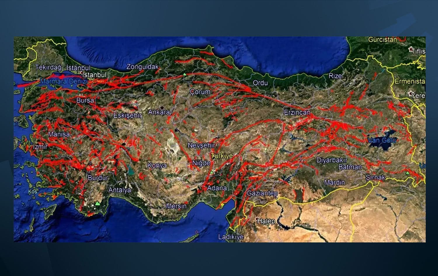 MTA Diri Fay Haritasına göre birinci derece riskli bölgeler