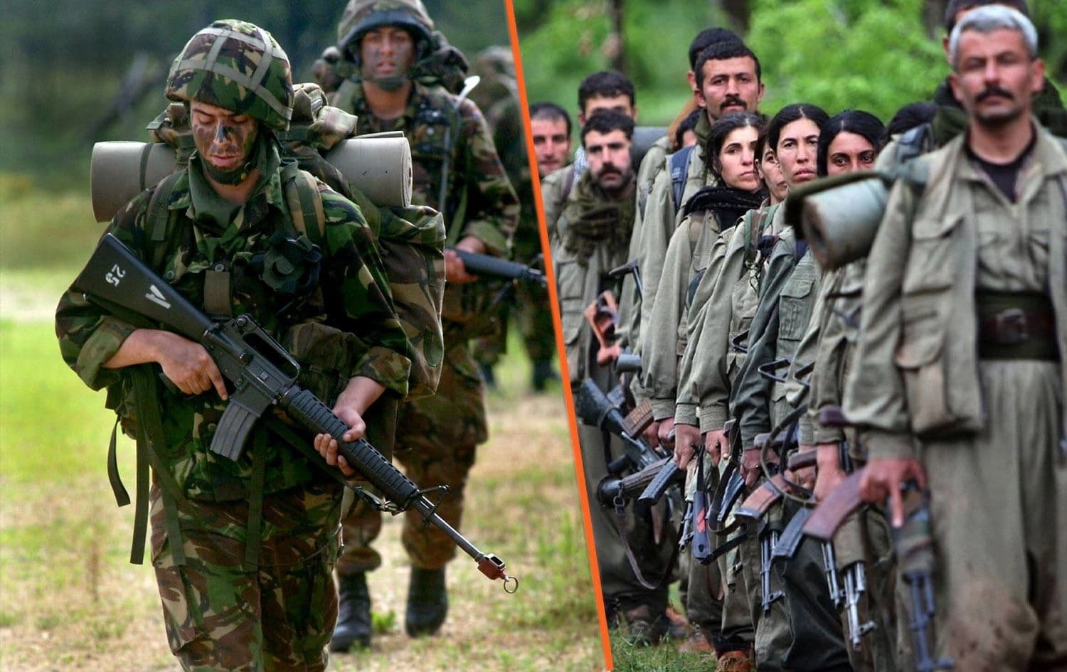 Gerîlayên PKKyê û leşkerên Tirkiyeyê /Wêne: Arşîv