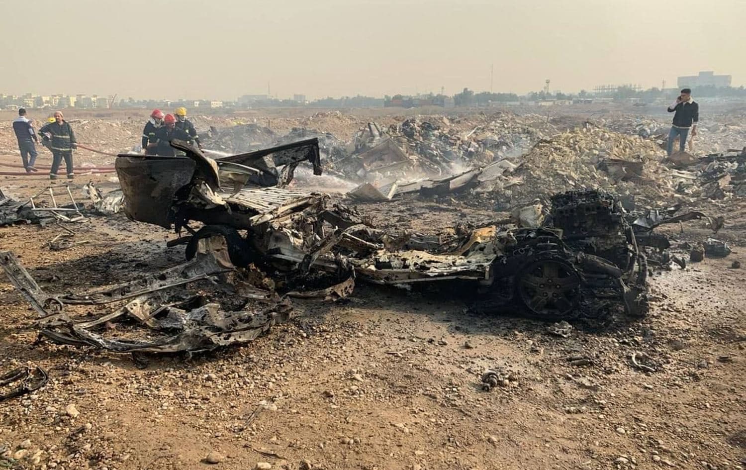 Aftermath of the suspected US drone strike on a PMF logistical support base in eastern Baghdad on January 4, 2024. Photo: Social media