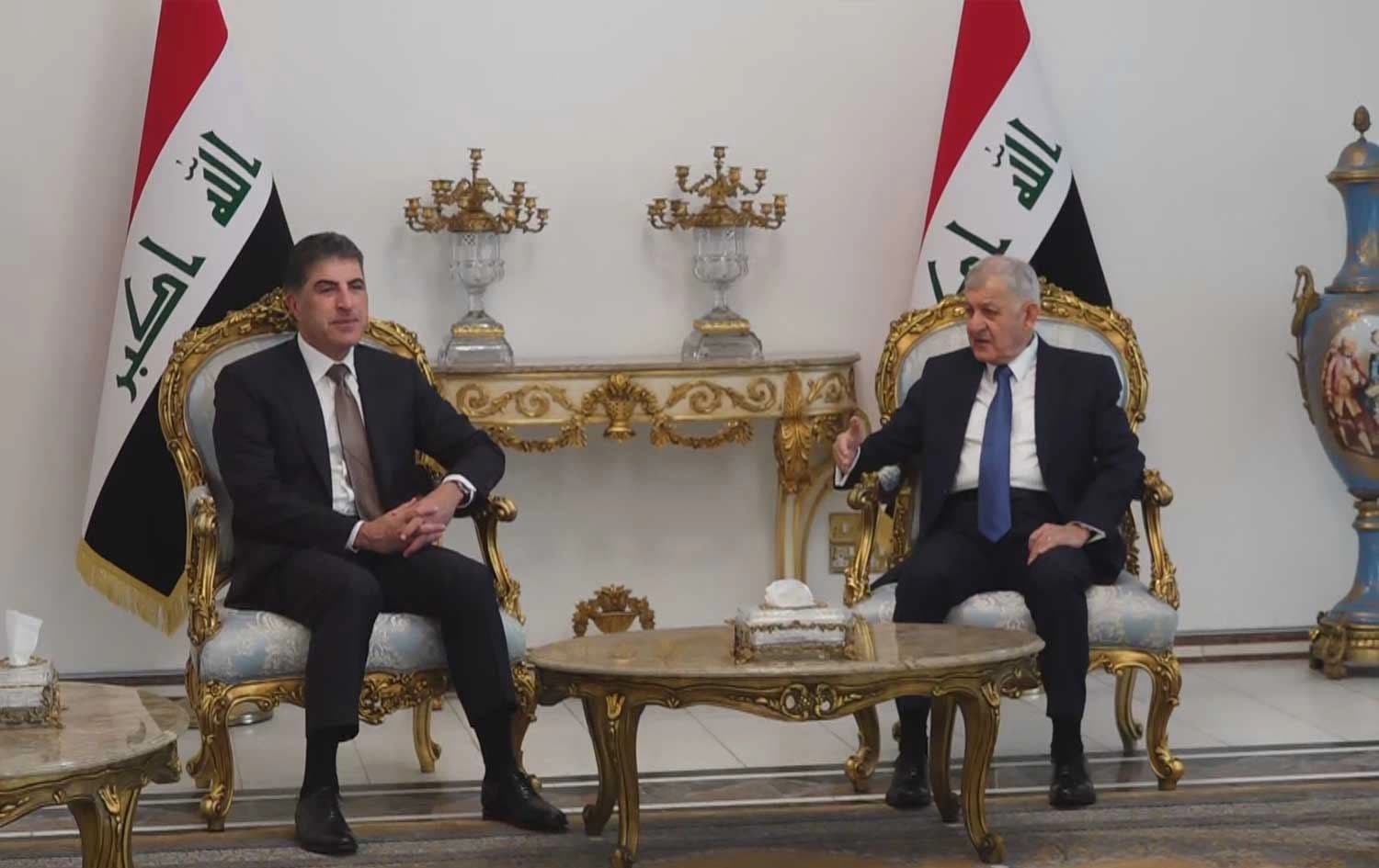 نێچیرڤان بارزانی، سەرۆکی هەرێمی کوردستان و لەتیف رەشید، سەرۆککۆماری عێراق