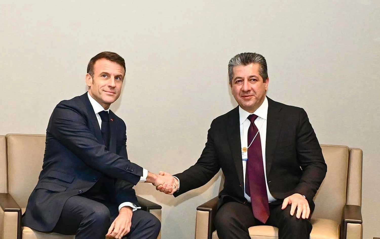 Başbakan Mesrur Barzani, Davos’ta Fransa Cumhurbaşkanı Macron ile İran’ın Erbil’e yönelik füze saldırılarını görüştü