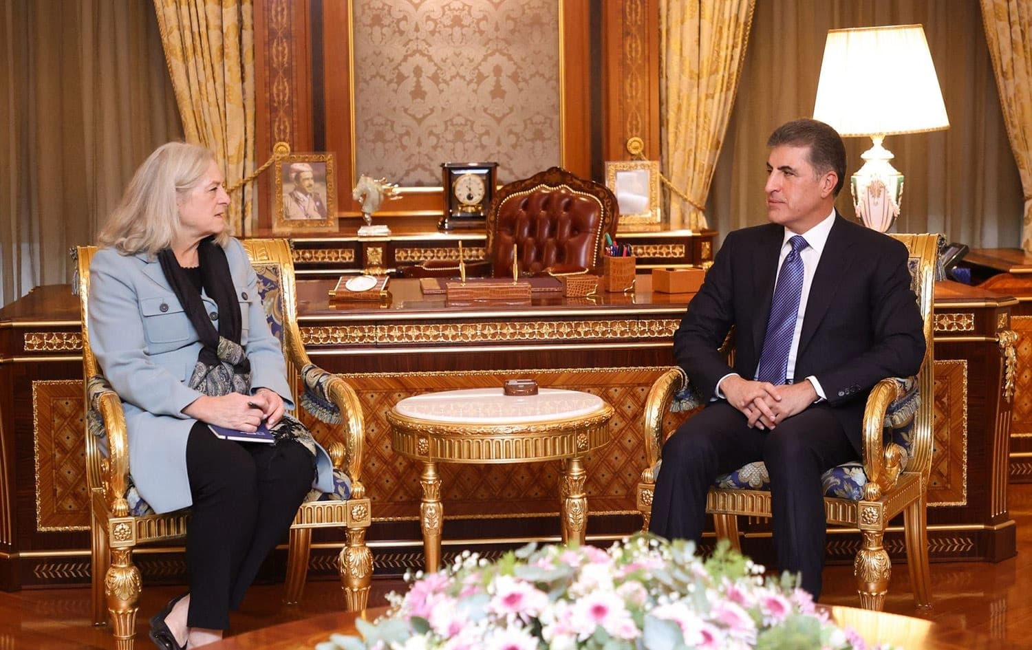 Kürdistan Bölgesi Başkanı Neçirvan Barzani, bugün Erbil’de ABD'nin Irak Büyükelçisi Alina Romanowski'yi kabul etti