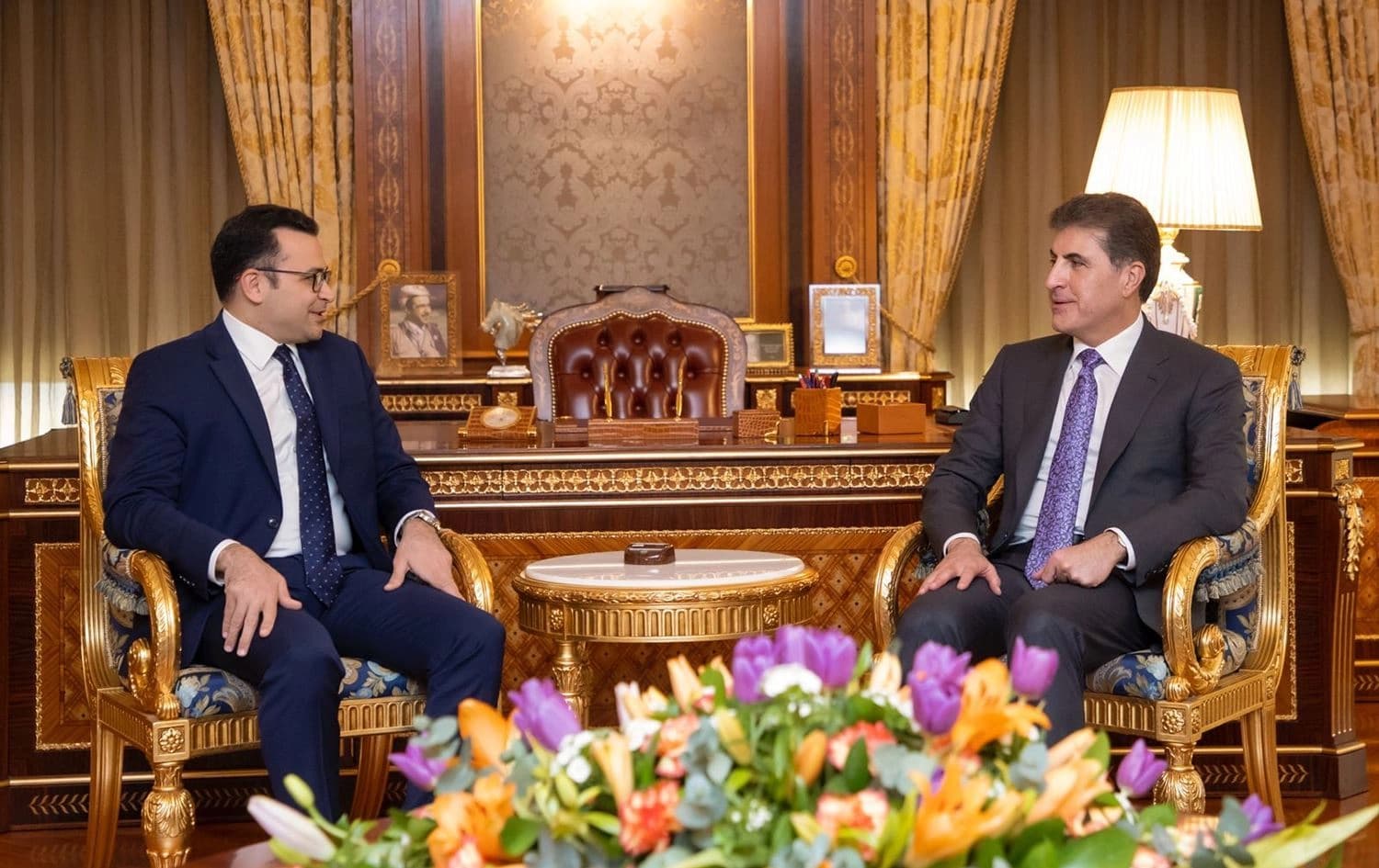 Foto: Kürdistan Bölgesi Başkanı Neçirvan Barzani ile görev süresi dolan Türkiye'nin Erbil Başkonsolosu Memet Mevlüt Yakut - Başkanlık Sitesi