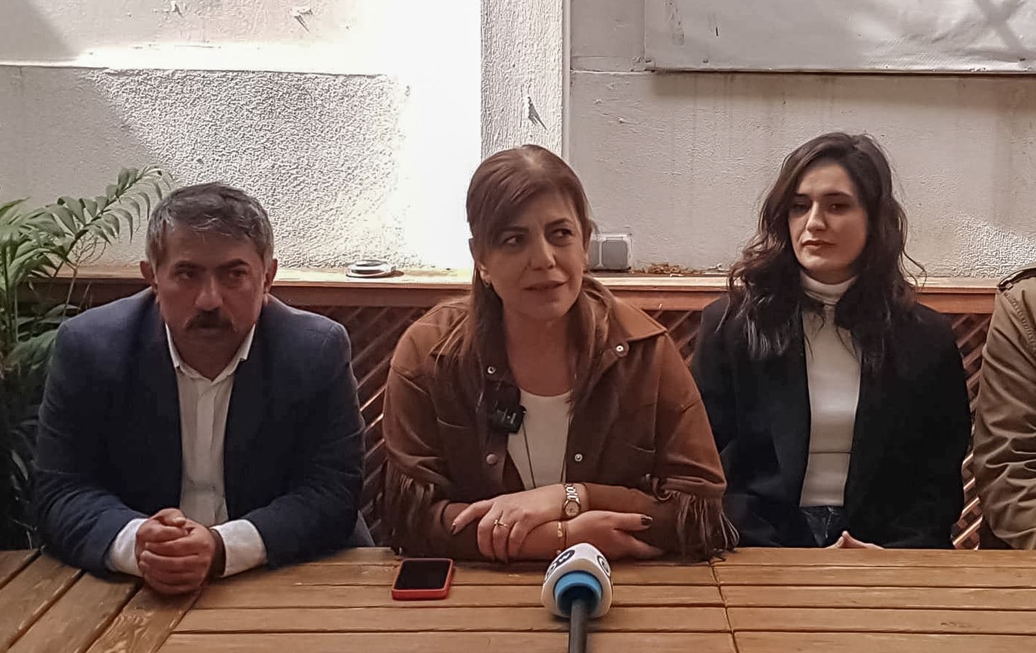 DEM Party Istanbul mayor co-candidate Meral Danis Bestas speaking to voters at an education syndicate in Istanbul on March 26, 2024: Photo: Azhi Rasul/Rudaw