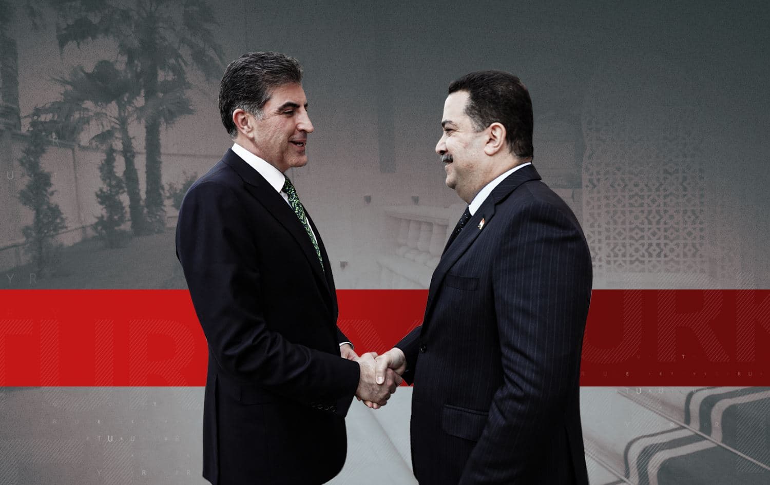 Kurdistan Region President Nechirvan Barzani (left) and Iraqi Prime Minister Mohammed Shia' al-Sudani (right). Graphic: Rudaw