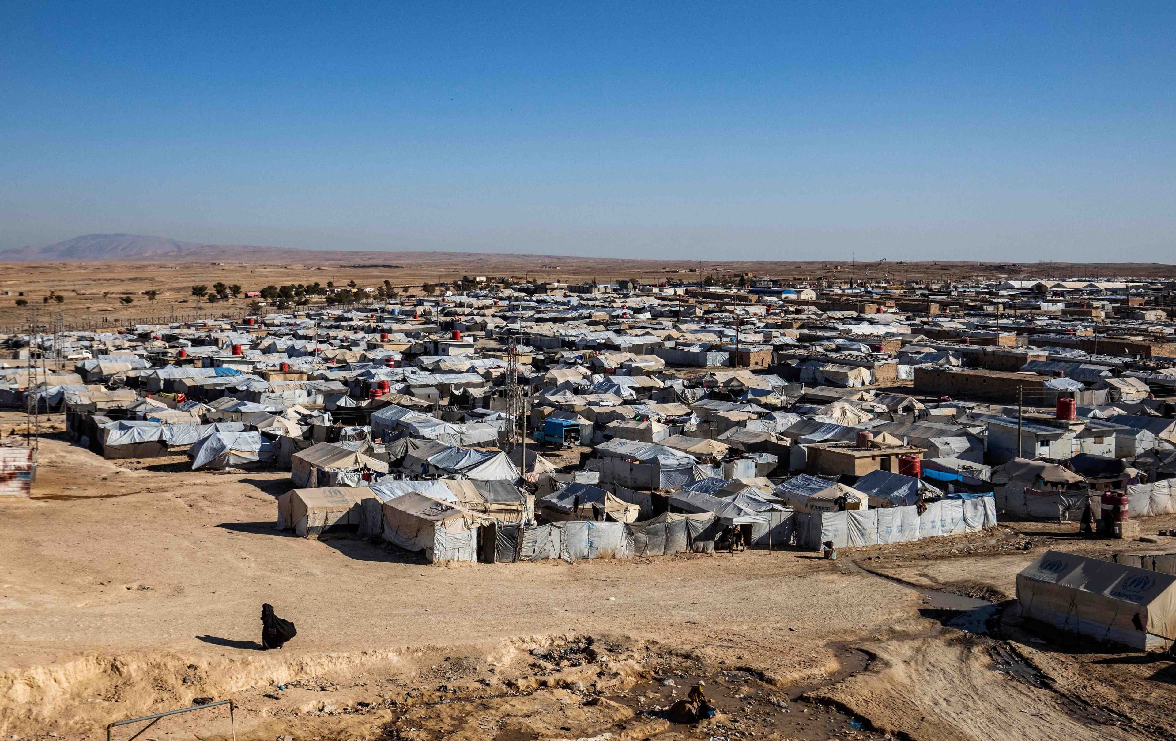 دیمەنێکی کەمپی هۆل لە رۆژاڤای کوردستان. وێنە: AFP