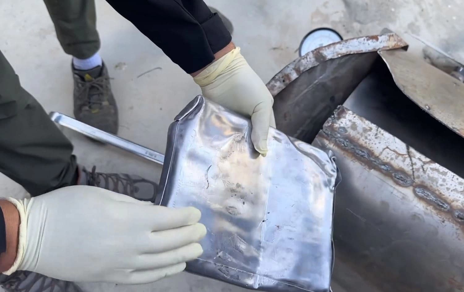 Image of the drugs, hidden inside a water boiler, confiscated by the Sulaimani Asayish on April 22, 2024. Photo: Screengrab/Sulaimani Asayish
