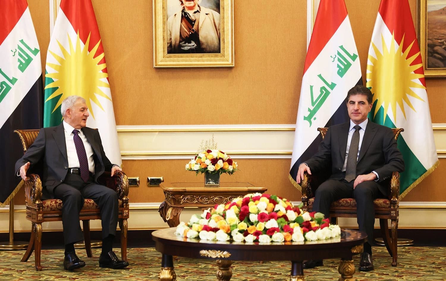 Serokê Herêma Kurdistanê û Serokkomarê Îraqê Letîf Reşîd îro li Hewlêrê civiyan / Wêne: Serokatiya Herêma Kurdistanê