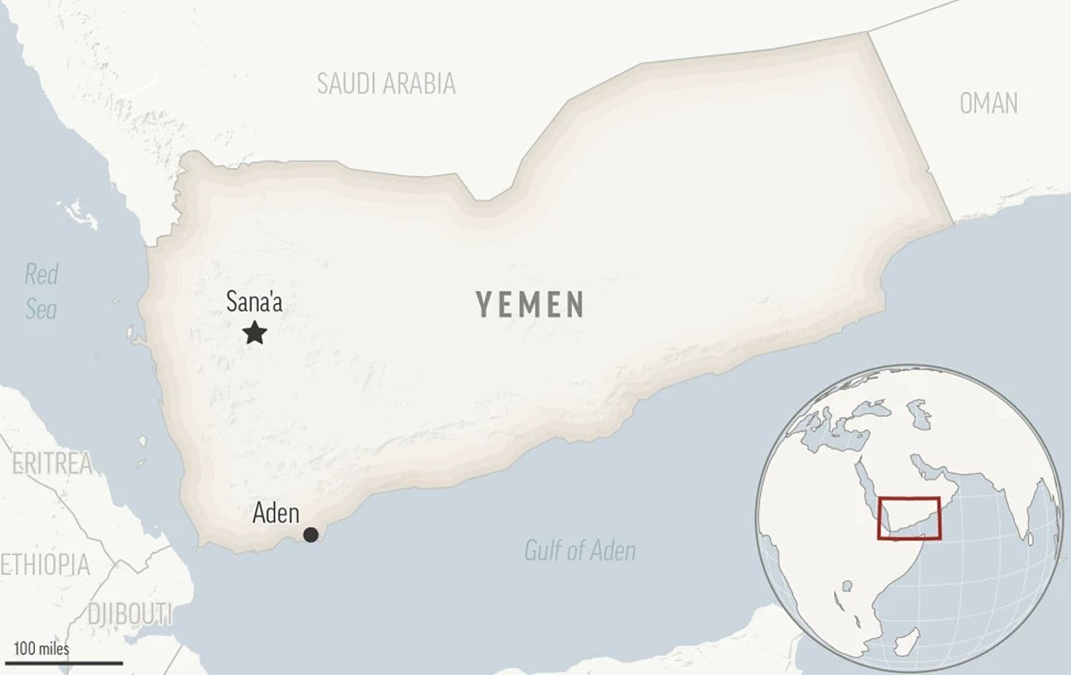 نەخشەی یەمەن و دەریای سوور. نەخشە: AP