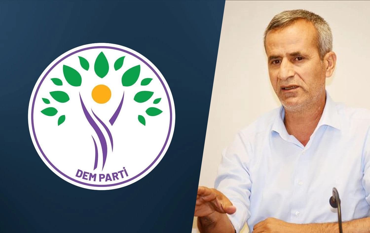 Zeynî Îpek û logoya DEM Partiyê / Wêne: Rûdaw Grafîk