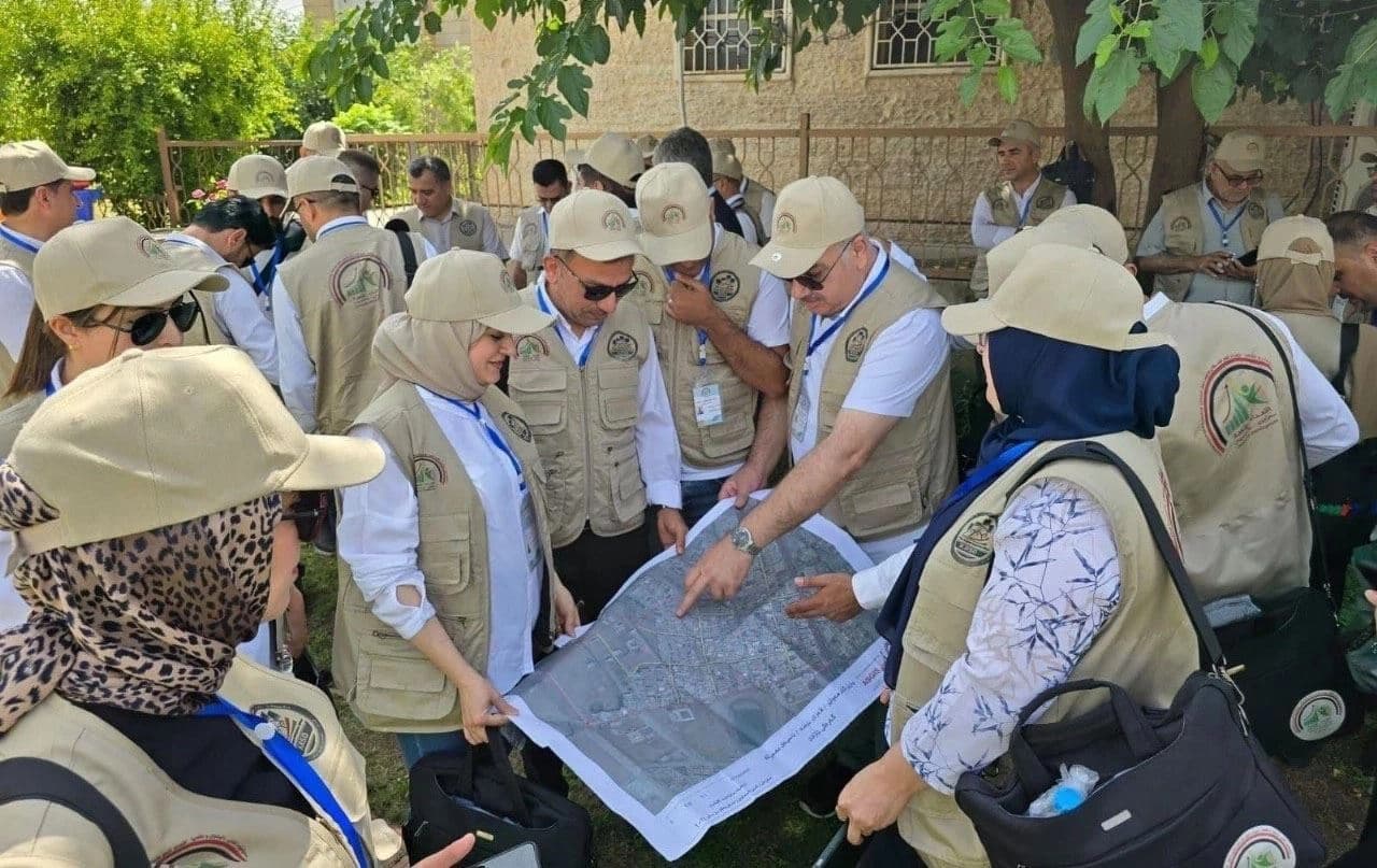 تیمەکانی سەرژمێری لەکاتی ئامادەکاری بۆ ئەنجامدانی سەرژمێریی ئەزموونی. وێنە: ئەرشیڤ