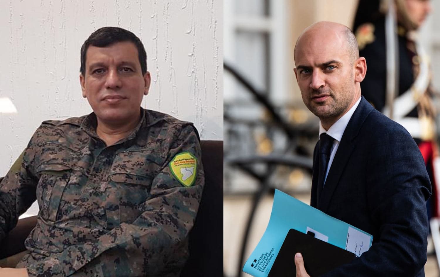 Mezlûm Ebdî û Jean Noel Barrot\ Wêne: Rûdaw Grafîk