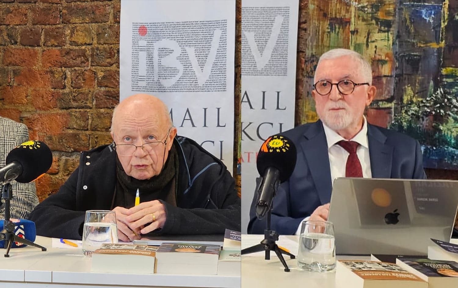 sosyolog-yazar İsmail Beşikçi (solda) ve İBV Başkanı İbrahim Gürbüz (sağda)/Foto: Necmi Orta/Rûdaw