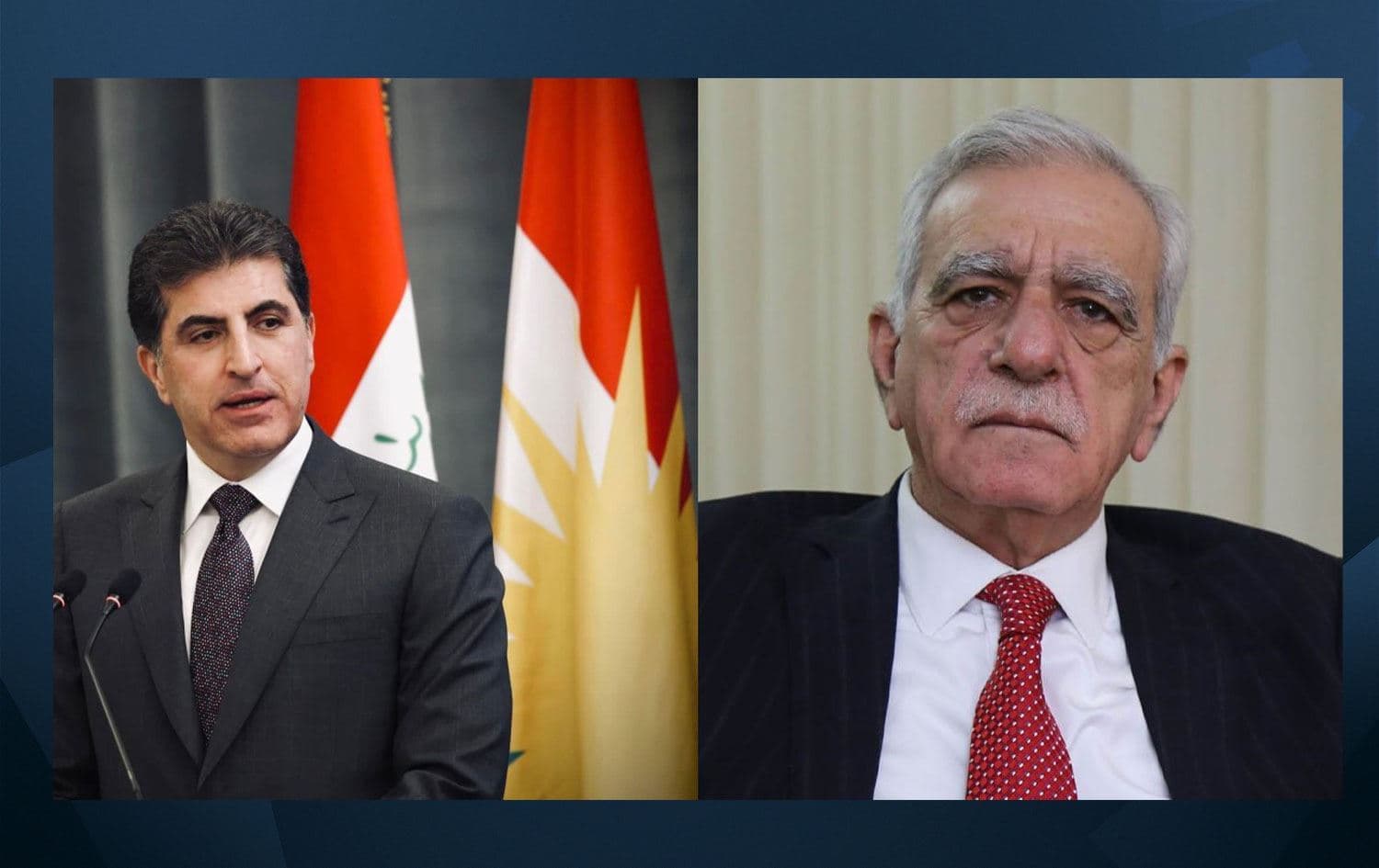 Nêçîrvan Barzanî û Ahmet Turk / Wêne: Rûdaw Grafîk