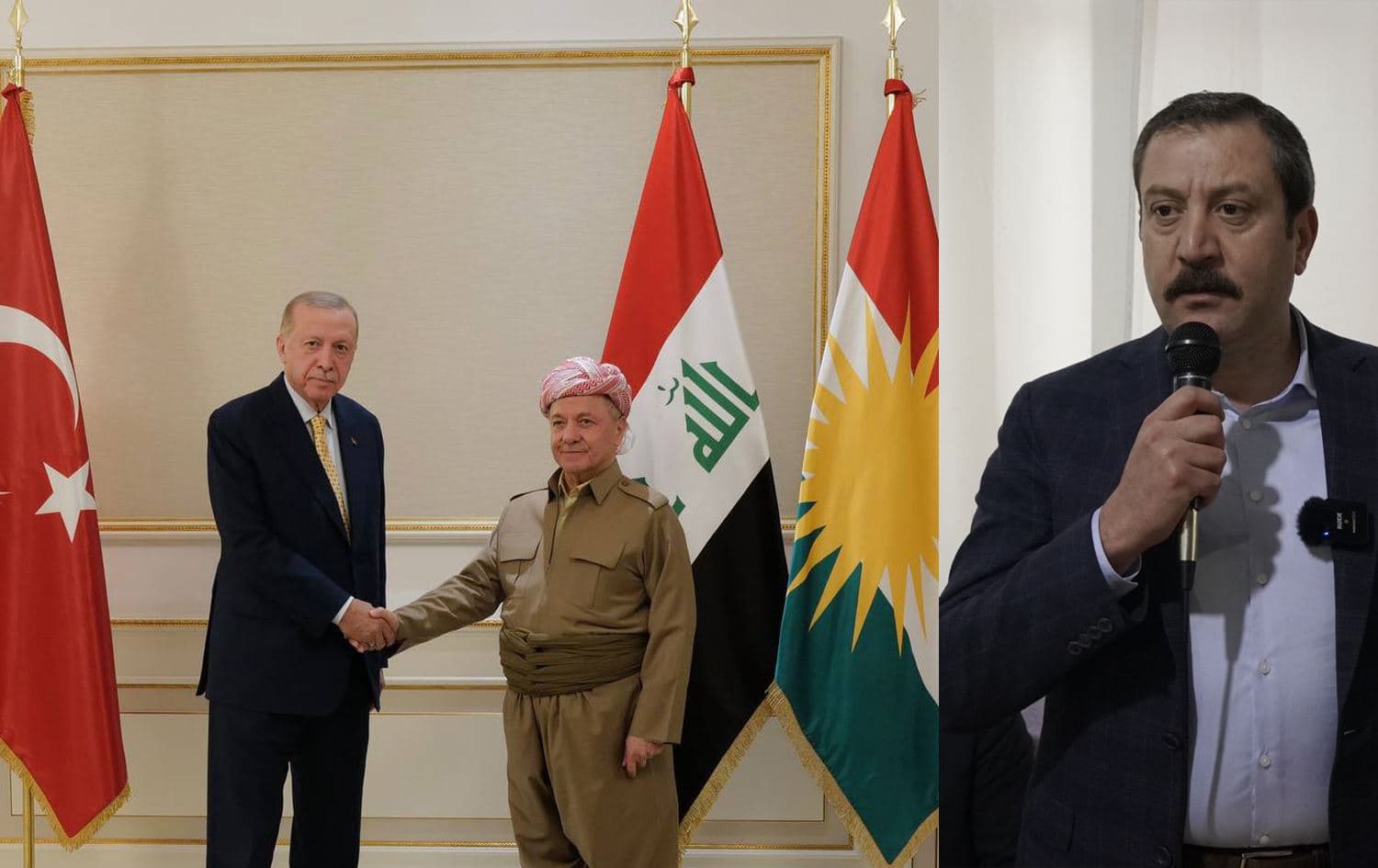 Erdogan, Serok Barzanî û Sîraç Ensarîoglu / Wêne: Rûdaw Grafîk