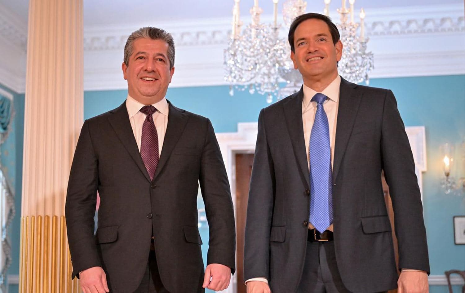 Mesrûr Barzanî û Marco Rubio\ Wêne: Serokwezîriya Herêma Kurdistanê