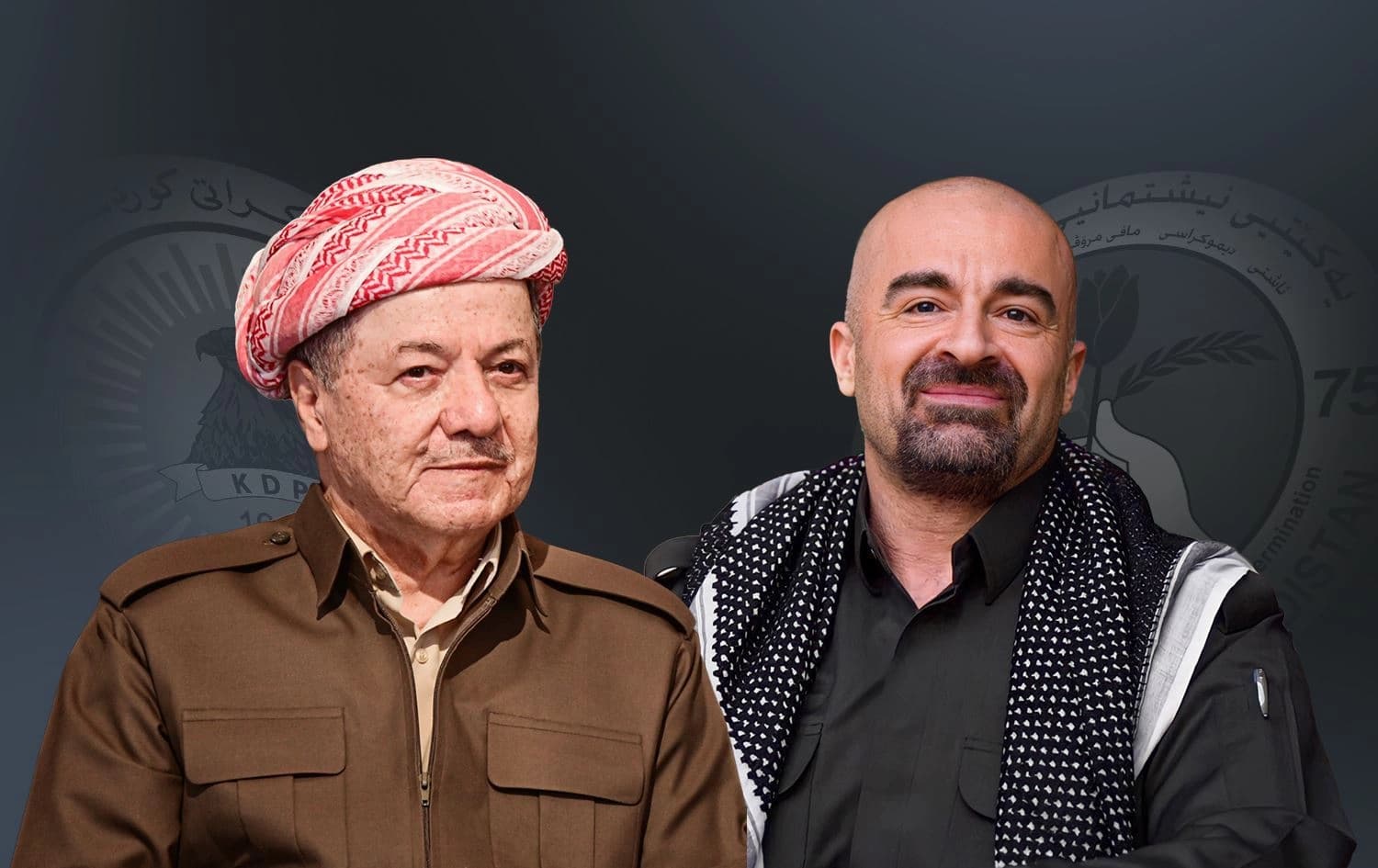 Serok Barzanî û Bafil Talebanî / Wêne: Rûdaw Grafîk