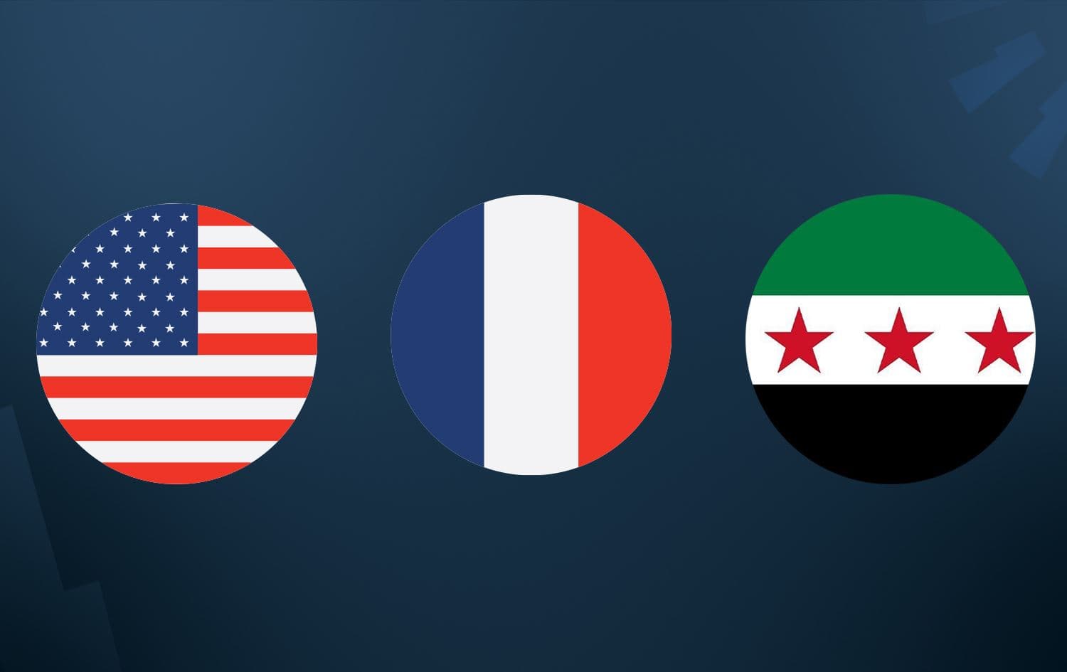Alayên Amerîk, Fransa û Sûriyeyê /Wêne: Rûdaw Grafîk