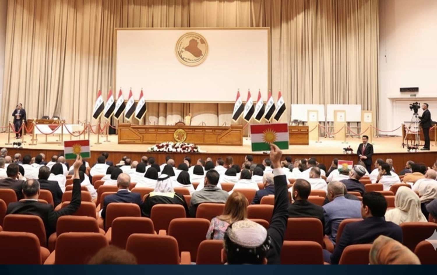 وێنەیەکی نێو پەرلەمانی عێراق کە بە ژیریی دەستکرد نەخشێنراوەتەوە